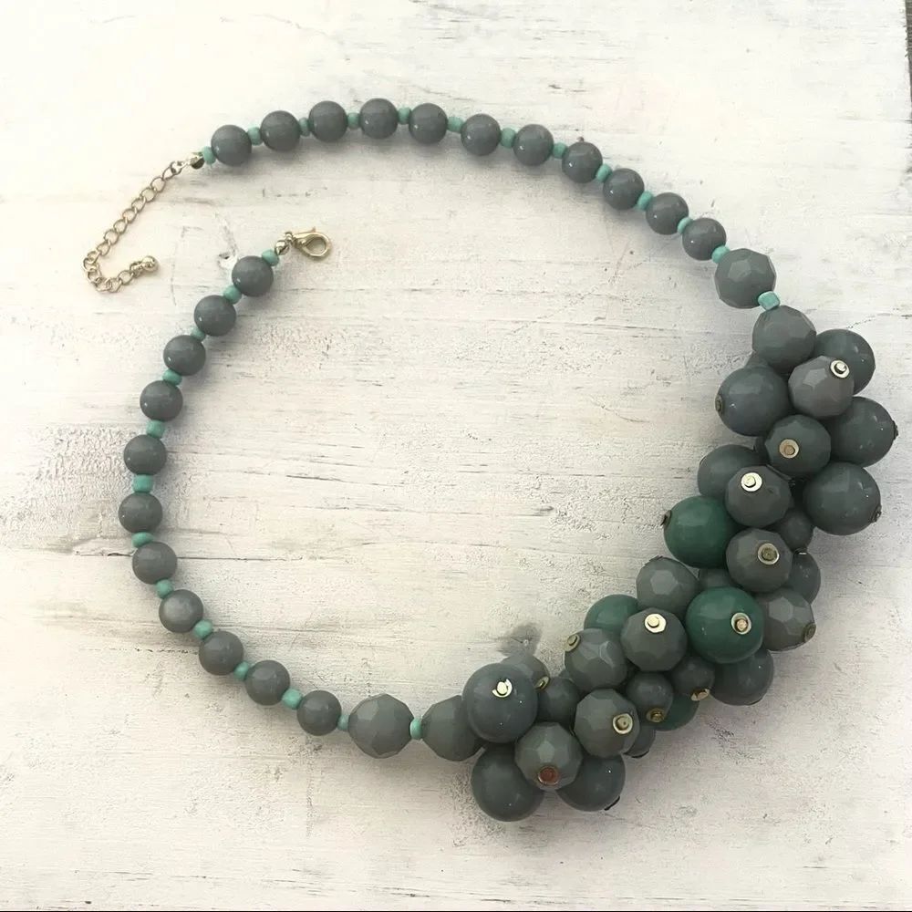 Blue cluster beaded necklace